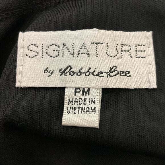 Metallic Gold Black Paisley Knit Dress PM Scoop Neck 3/4 Sleeve Boho Casual Chic - Picture 3 of 7